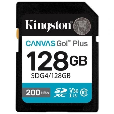 Tarjeta de Memória Kingston CANVAS Go! Plus 128GB SD XC/ Clase 10/ 200MBs
