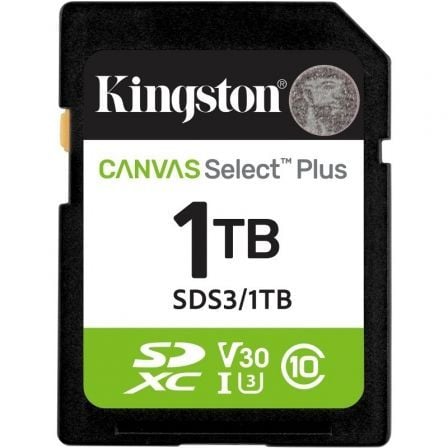 Tarjeta de Memória Kingston CANVAS Select Plus 1TB SD XC/ Clase 10/ 150MBs