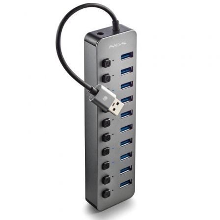 Hub USB NGS IHUB10/ 10xUSB 3.0/ cinzento