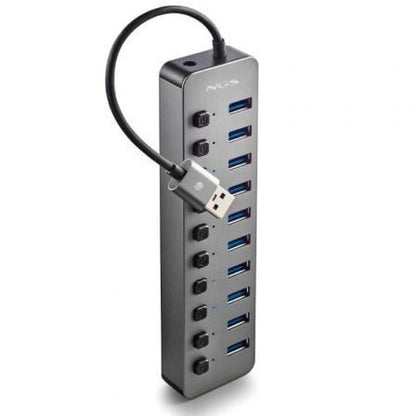 Hub USB NGS IHUB10/ 10xUSB 3.0/ cinzento