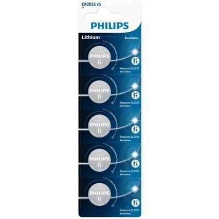Pack de 5 Pilhas Botão Philips CR2025P5/01B Lithium / 3V