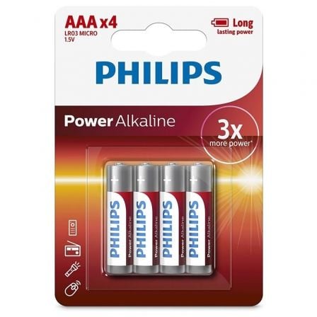 Pack de 4 Pilhas AAA Philips LR03P4B/05 / 1.5V / Alcalinas