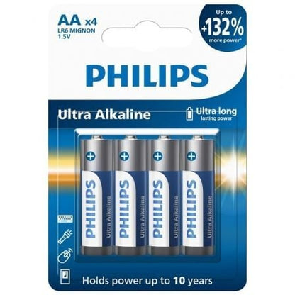 Pack de 4 Pilhas AA Philips LR6E4B/10 / 1.5V / Alcalina