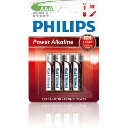 Pack de 4 Pilhas AAA Philips LR03P4B/10 / 1.5V / Alcalinas