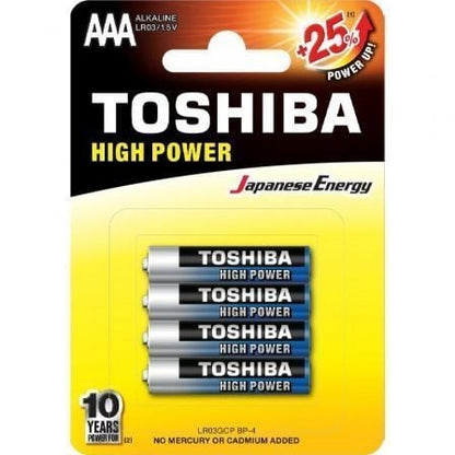Pack de 4 Pilhas AAA Toshiba High Power LR03 / 1.5V / Alcalinas