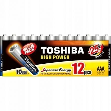 Pack de 12 Pilhas AAA Toshiba High Power LR03 / 1.5V / Alcalinas