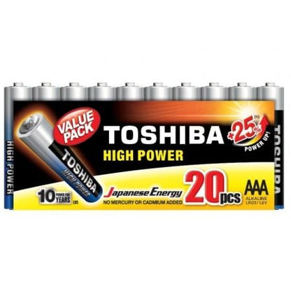 Pack de 20 Pilhas AAA Toshiba High Power LR03 / 1.5V / Alcalinas