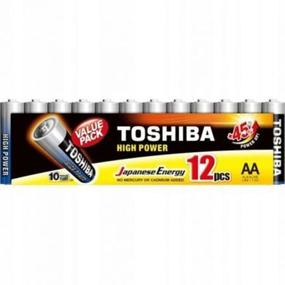 Pack de 12 Pilhas AA Toshiba High Power LR6 / 1.5V / Alcalinas