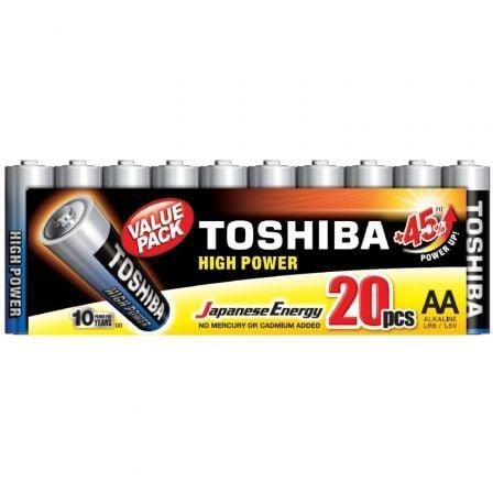 Pack de 20 Pilhas AA Toshiba High Power LR6 / 1.5V / Alcalinas