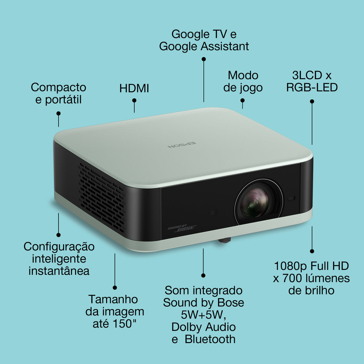 Projetor Epson EF-61G WXGA 700L LCD 1080p verde - imagem 11