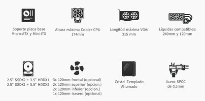 Caixa de Computador Coolbox Caja Gaming MATX GM350 DARKFACE USB-C 3.2 - imagem 16