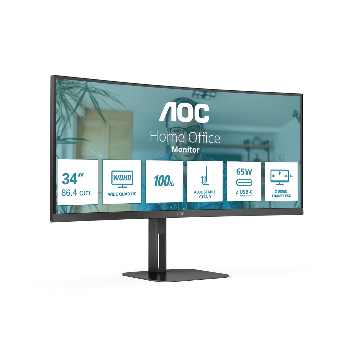 Monitor AOC CU34V5C 34" 2K HDMI USBc MM AA cur - imagem 6