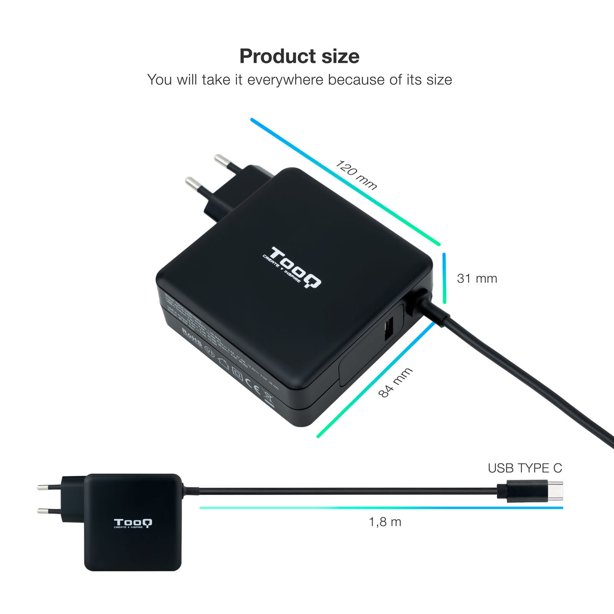 Carregador para Portátil Tooq conector USB-C 90W - imagem 7