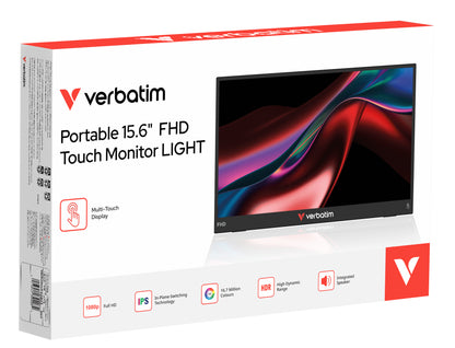 VERBATIM Monitor Portátil de Luz Tátil de 15,6" / Full HD / Multimédia / Preto