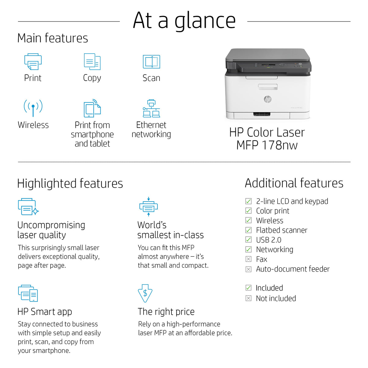 Impressora multifunções HP Multifunções Laser a cores 178NW WiFi/ Branco - imagem 17
