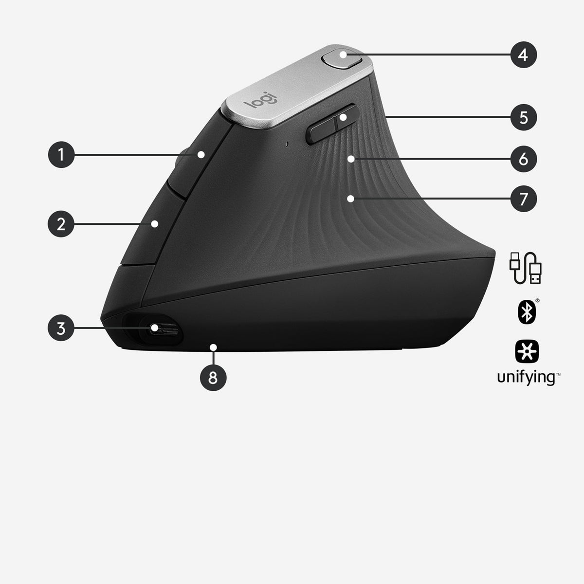 Rato Logitech MX Vertical Advanced / 910-005448 Graphite - imagem 6