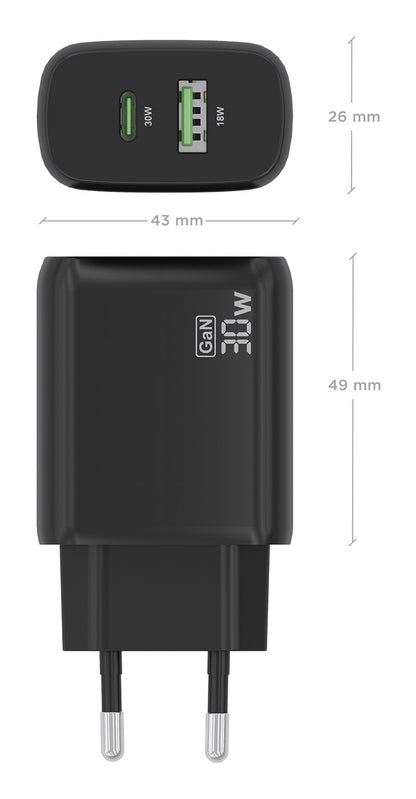 Carregador Aisens GaN 30W USB-C PD3.0 QC4.0 USB-A - imagem 5