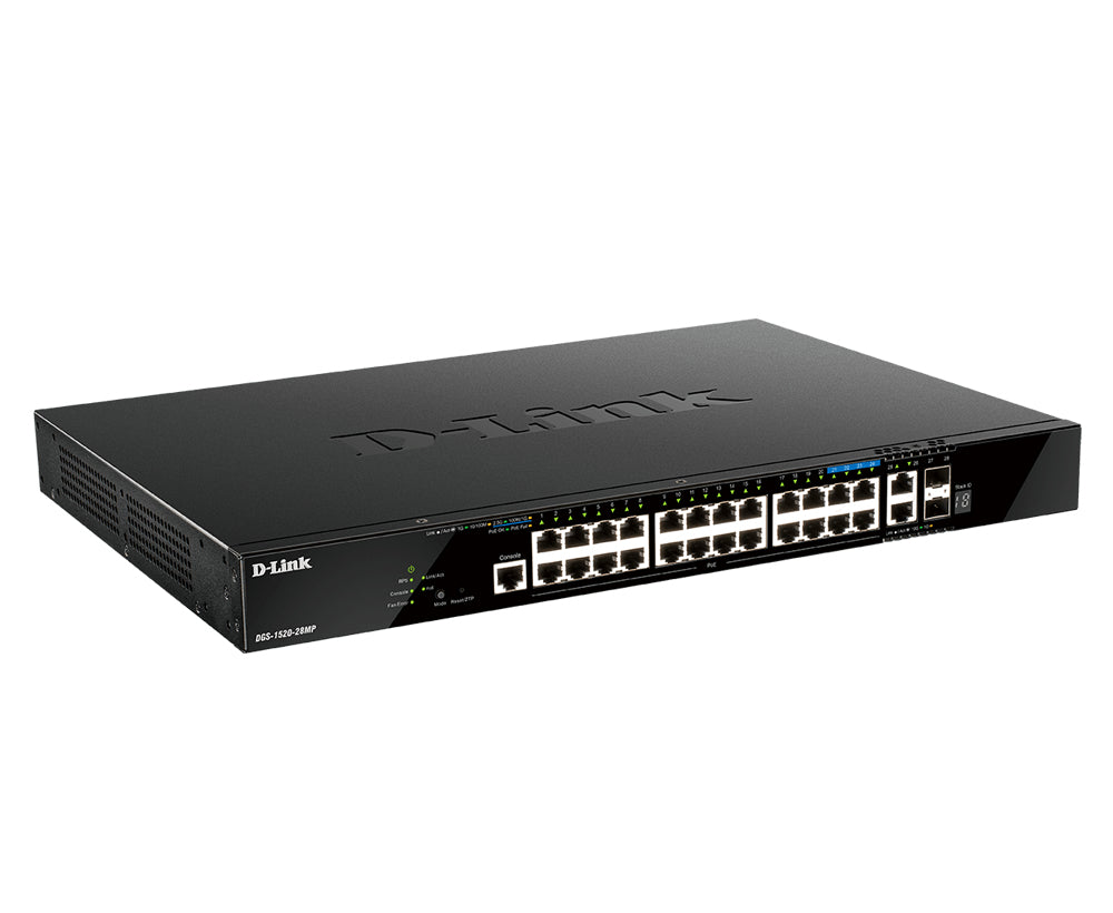 Switch de Rede D-Link DGS-1520-28MP/E 20xGbE PoE 2x10 SFP+