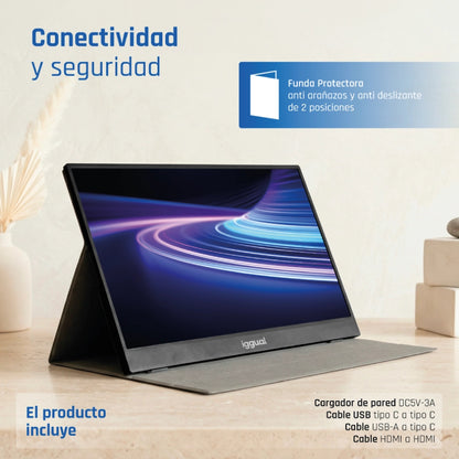 Monitor iggual Portátil 15,6" IPS FHD USB-C Bolsa - imagem 8