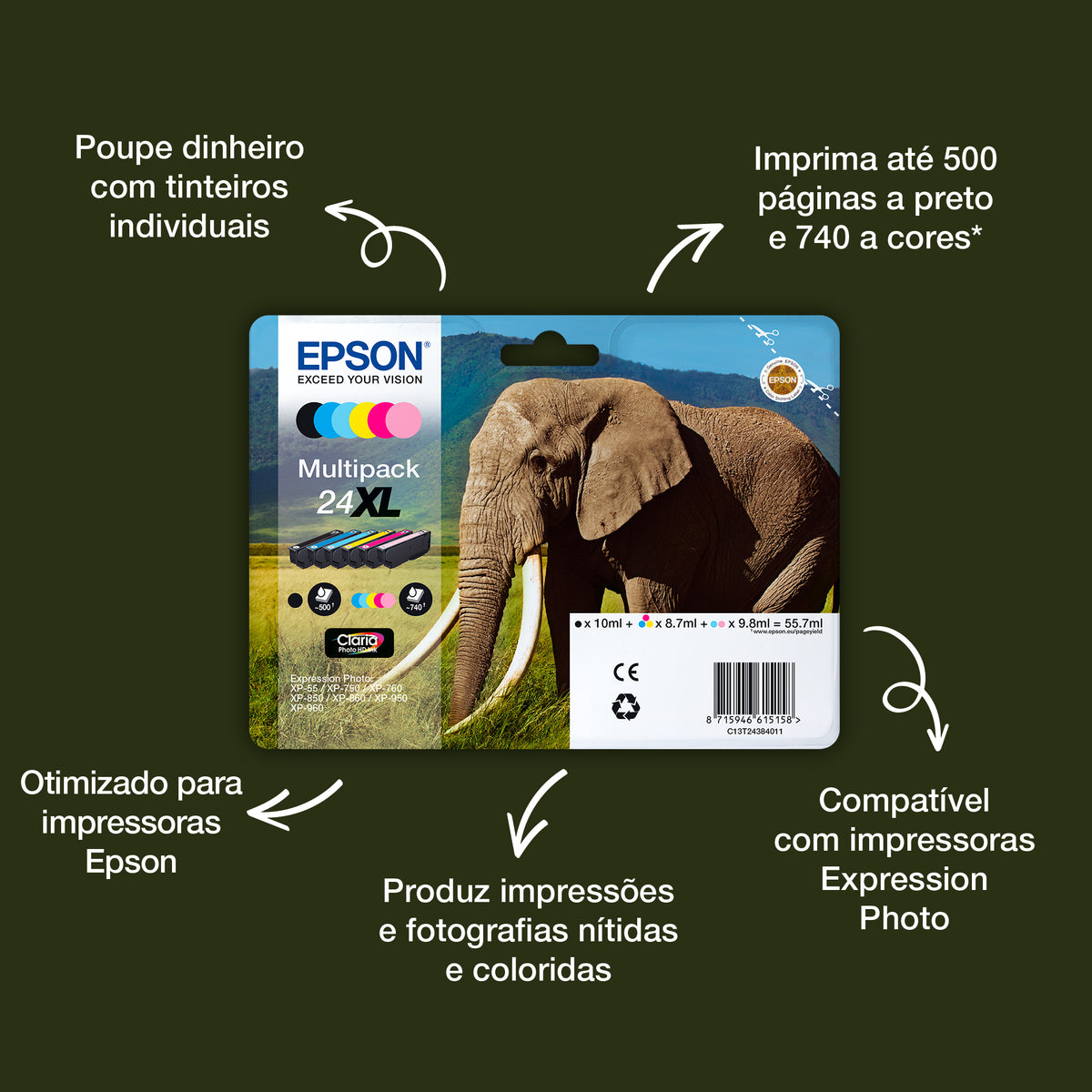 Epson Ink 24XL / C13T24384011 BK,C,M,e,LM,LC Multipack - imagem 2