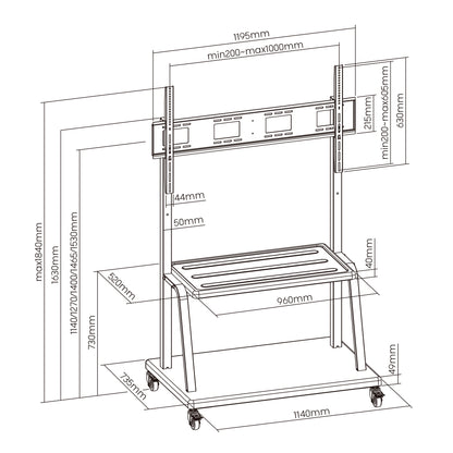 EWENT SOPORTE TV DE SUELO com RUEDAS Até 120" - imagem 4