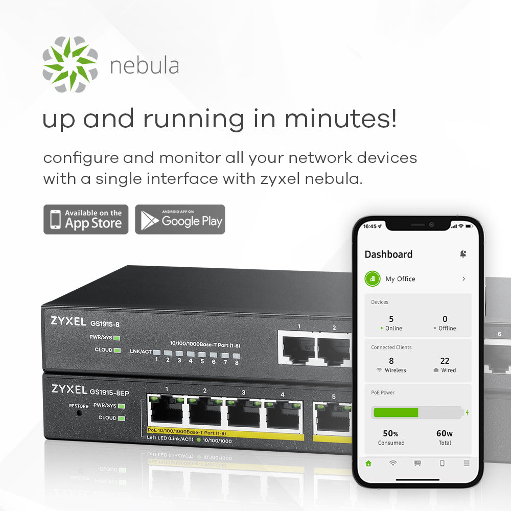 Switch de Rede ZyXEL GS1915-8EP Smart 8xGbE PoE 60W Nebula - imagem 8