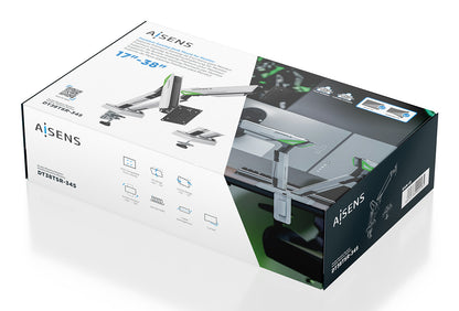 Suporte para mesa de jogos com contrapeso para 2 monitores Aisens DT38TSR-345/ giratório/ inclinável/ até 16kg