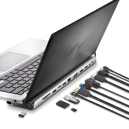 WonderDock 12 Pro USB Type-C NGS Card/ 3xUSB/ 2xHDMI 4K/ 1xVGA/ 1xRJ45/ 1xLector Docking/ 1xJack 3.5/ 1xUSB Type-C PD/ cinzento