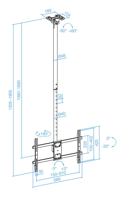 Suporte TV Tooq LPCE1186TSLI-XL-B Teto TV 43"-86" - imagem 12