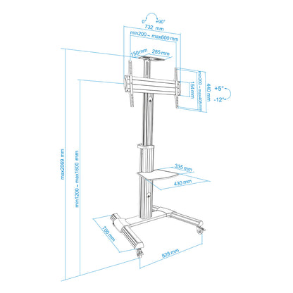Tooq FS1870M-B Soporte TV Suelo Ruedas 37"-70" Ne - imagem 14