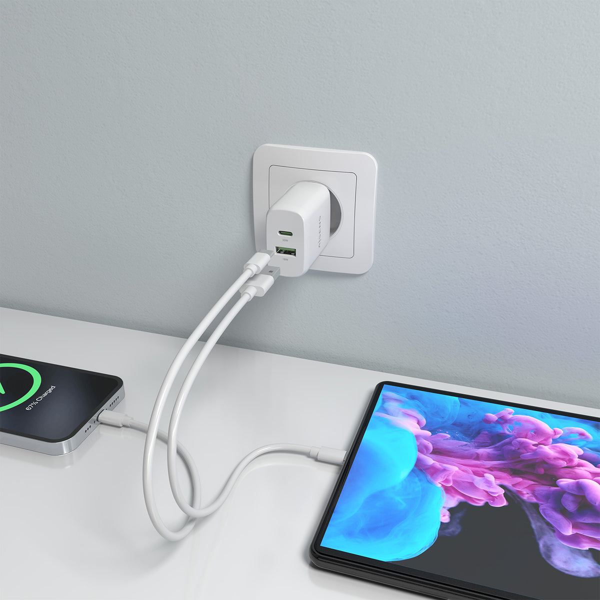 Carregador Aisens GaN 30W USB-C PD3.0 QC4.0 USB-A - imagem 7