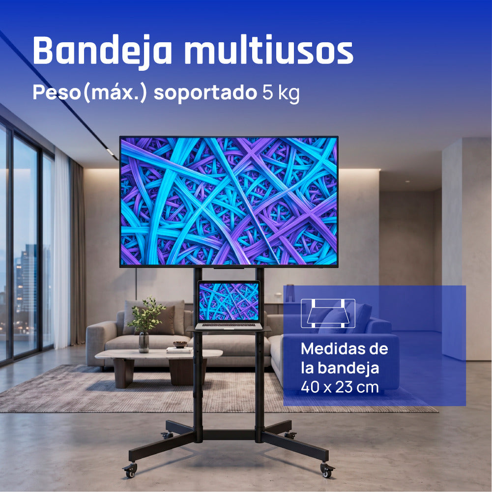 Suporte TV iggual SRTV75 suelo ruedas 32"-75" 70kg - imagem 11