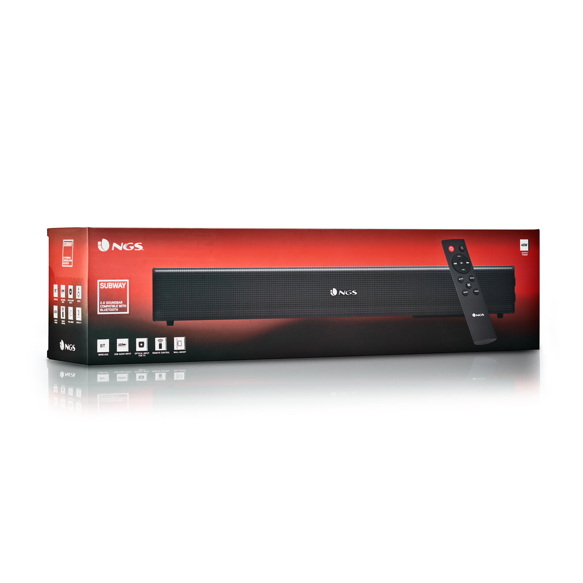 Sound Bar com Bluetooth NGS Subway/ 40W/ 2.0/ Preto