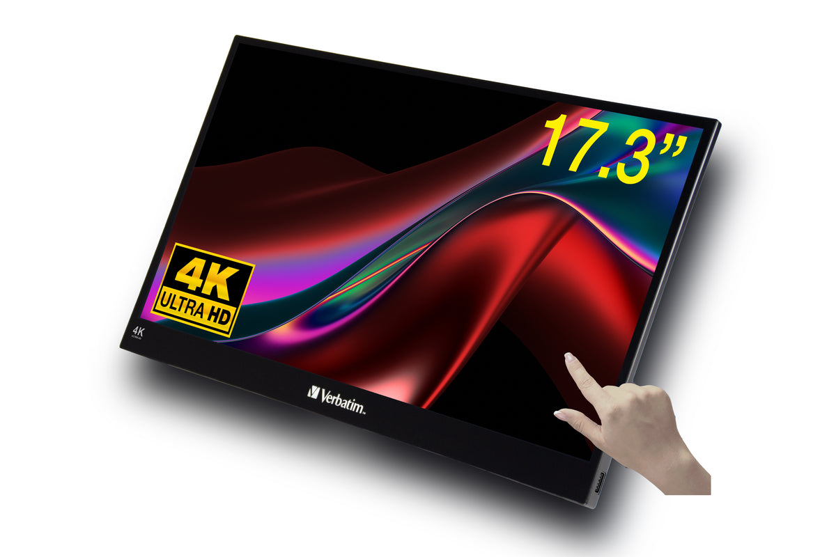 VERBATIM 17,3" Monitor Portátil de PMT-17-4K Tátil / 4K/ Media / Preto