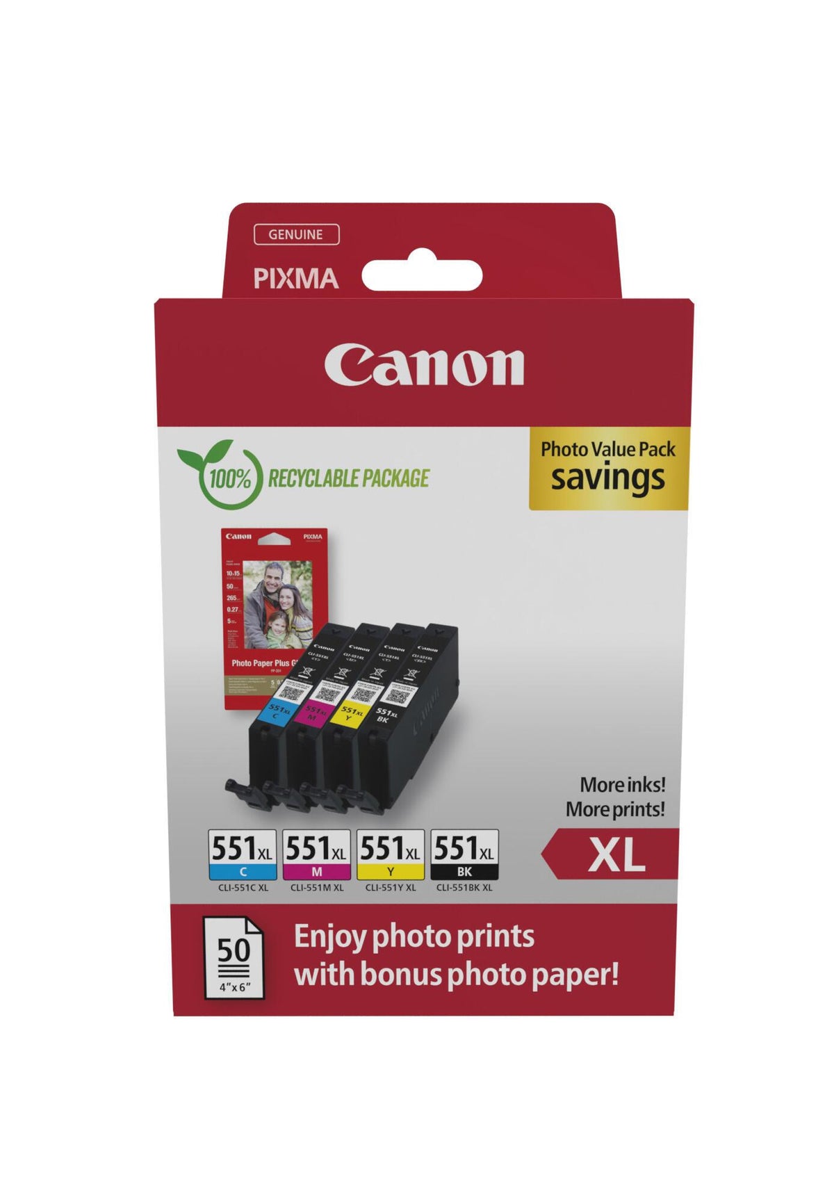 Canon Ink CLI-551XL / 6443B008 BK,C,M,e XL Multipack - imagem 2