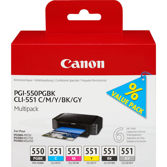 Canon Ink PGI-550/CLI-551 / 6496B005 PBK,PC,PGY,PM,BK,PY Multipack - imagem 2