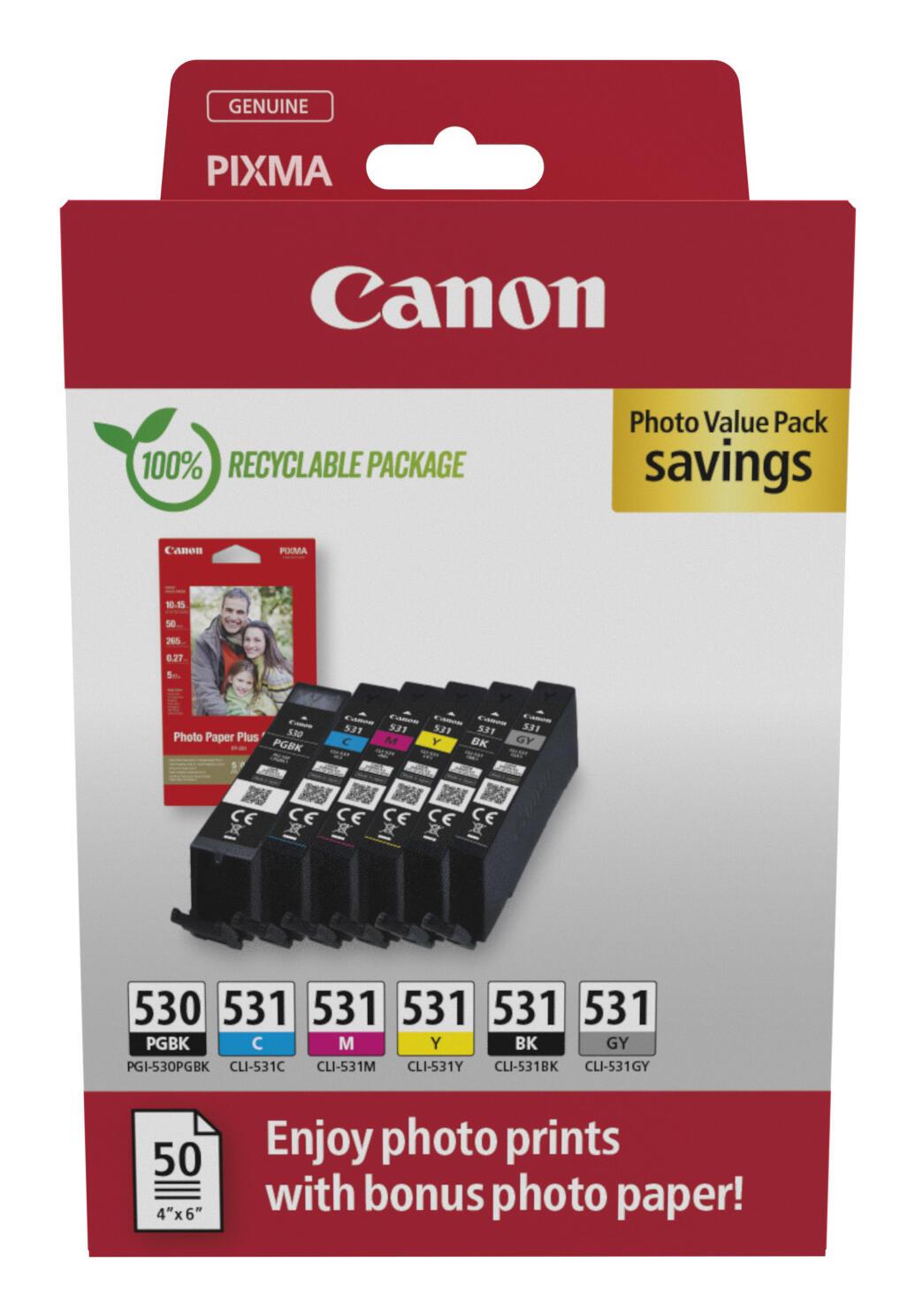 Canon Ink PGI-530/CLI-531 / 6117C004 BK,C,M,e,PBK,GY Multipack - imagem 3