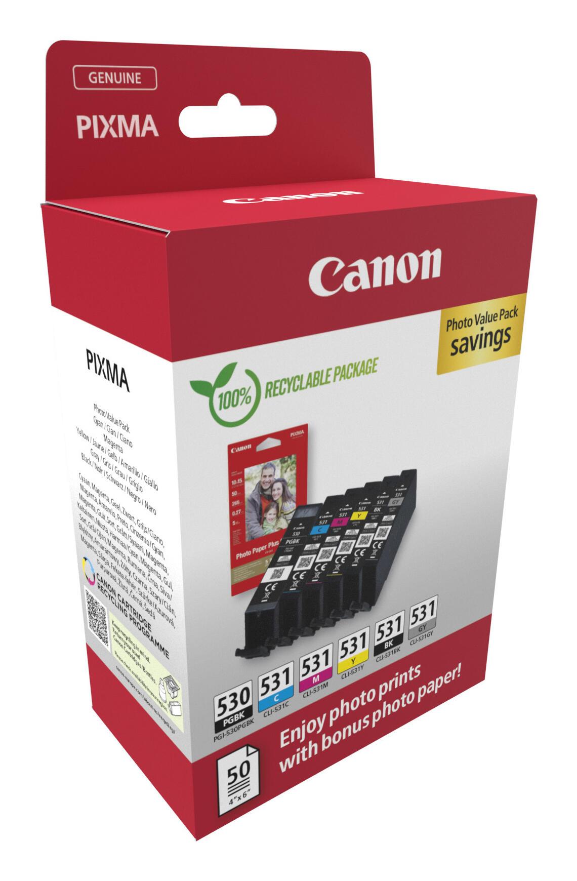 Canon Ink PGI-530/CLI-531 / 6117C004 BK,C,M,e,PBK,GY Multipack - imagem 4