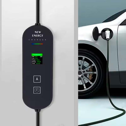 Carregador elétrico tipo 2 visor LCD - Cabo 16A/3,5KW/5M com ficha Schuko
