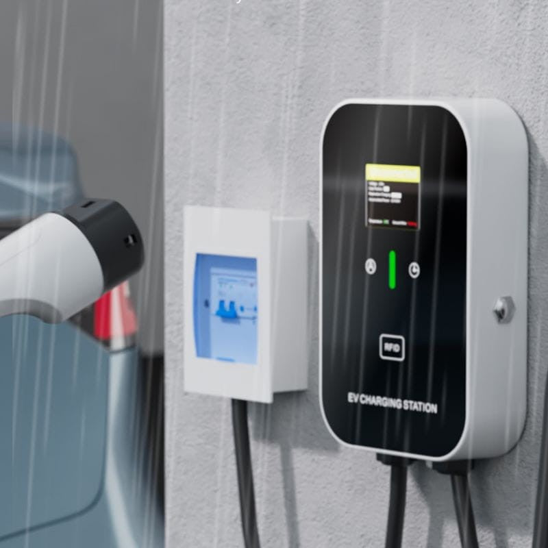 Estação de carregamento EV 32A/22KW/5M + tomada industrial preta - Carregador EV tipo 2