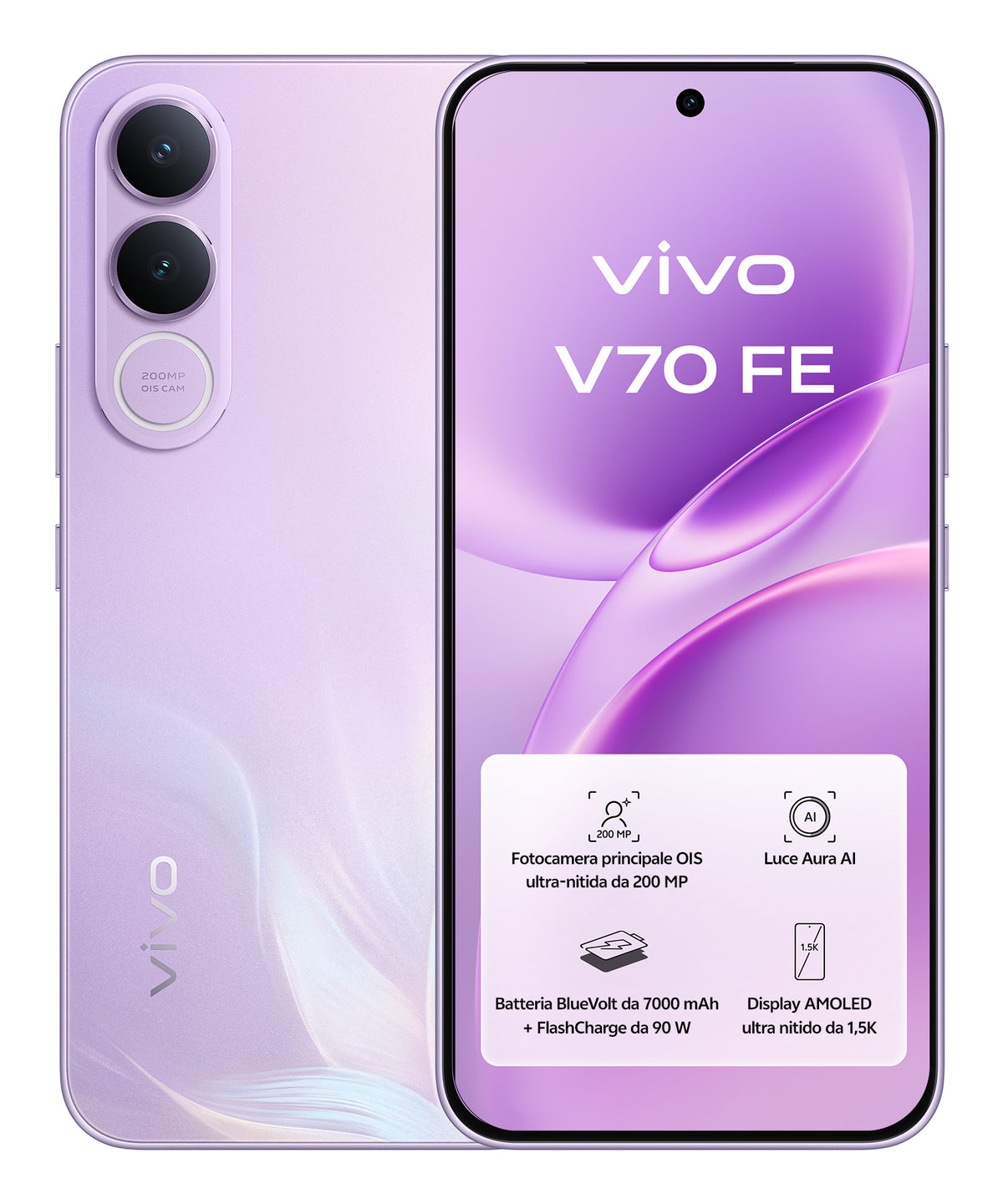 Vivo V70 FE 8GB/ 256GB/ Smartphone de 6,83" / 5G/ Roxo / Inclui Cargador + auscultadores