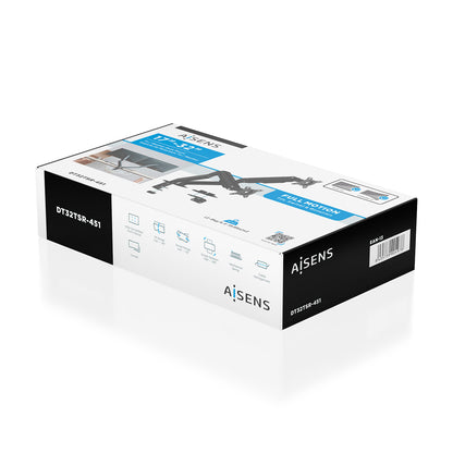Suporte de mesa com contrapeso para 2 monitores Aisens DT32TSR-451/ giratório/ inclinável/ 9kg