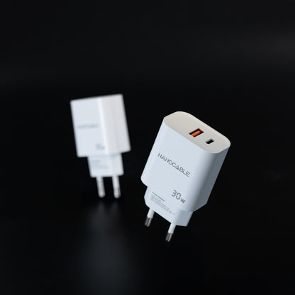 Carregador Nanocable USB-C/PD+USB-A/QC 30W Branco - imagem 4