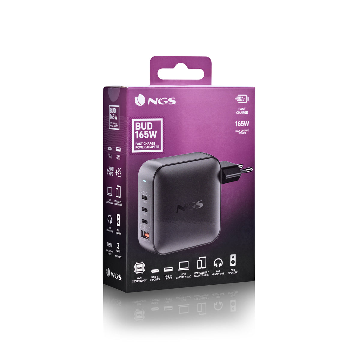 Carregador para Portátil NGS ULTRARAPIDO165W 4 Portas 3USB-C 1 US - imagem 8