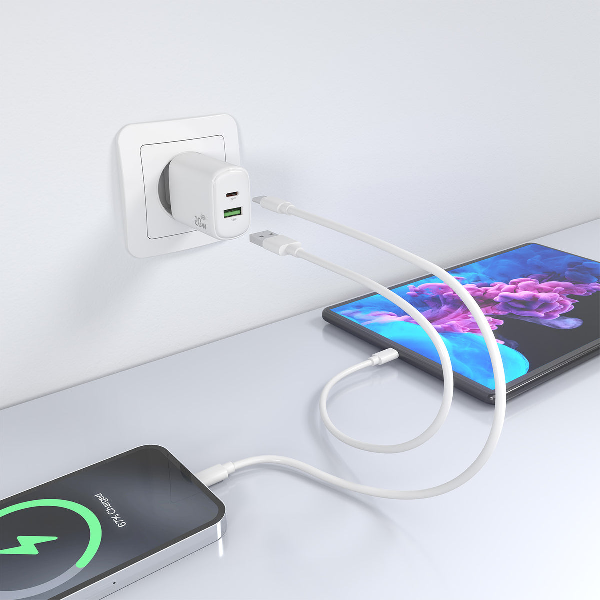 Carregador Aisens GaN 20W USB-C PD 3.0 USB-A QC3.0 - imagem 7