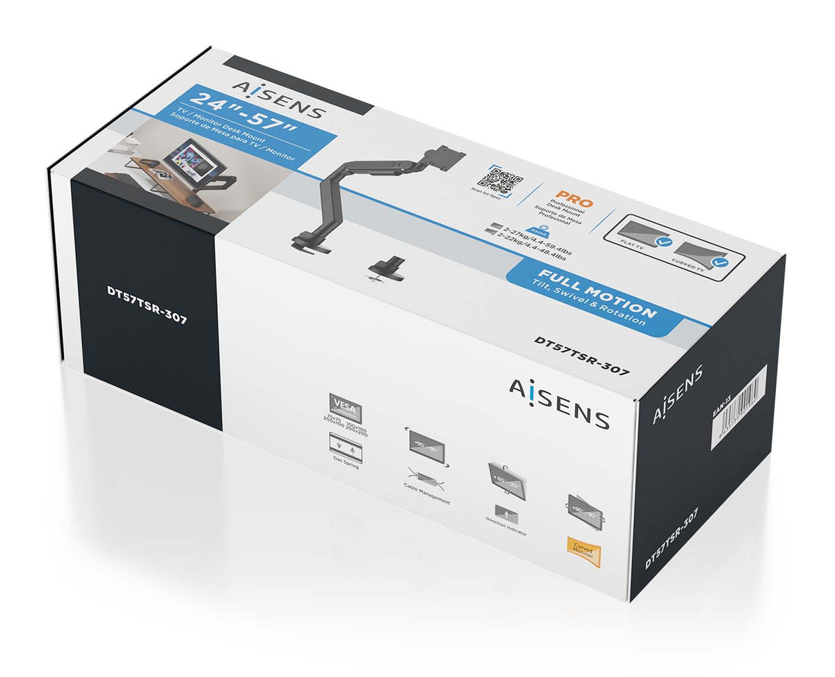 Aisens DT57TSR-307 suporte de mesa giratória/inclinável para TV de 24-57" / até 27kg