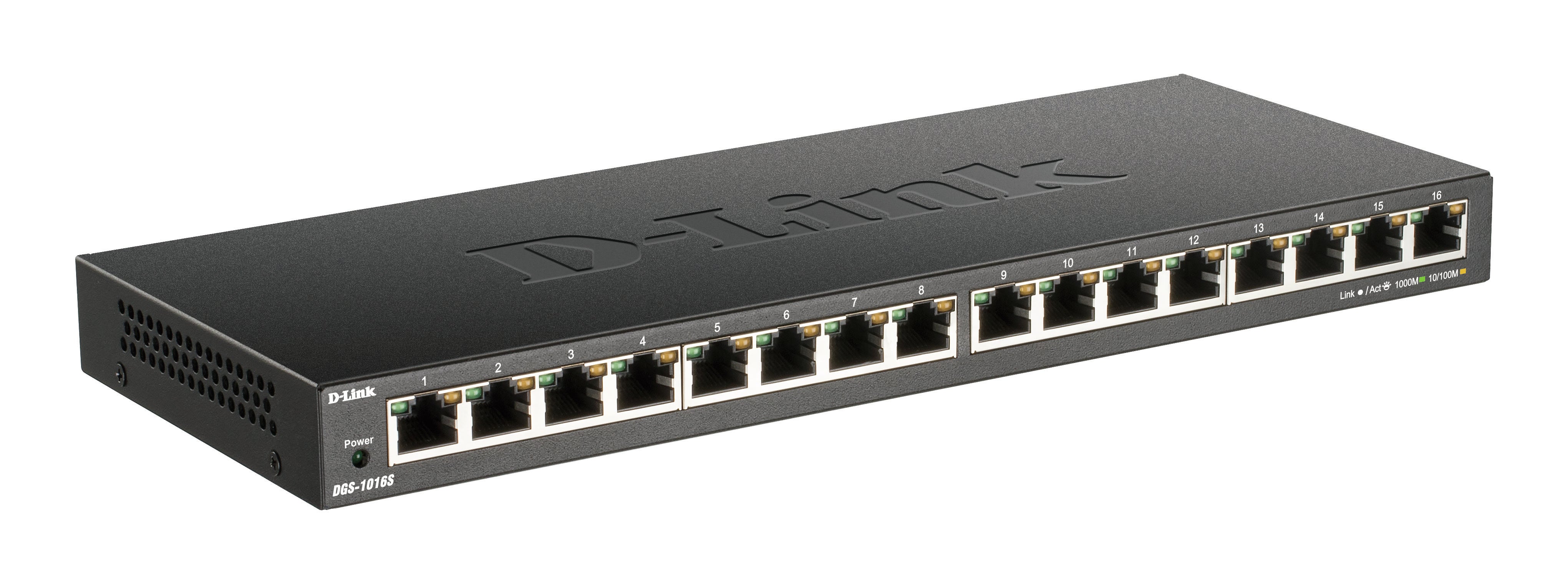 Switch de Rede D-Link DGS-1016S/E 16x10/100/1000Mbps GbE