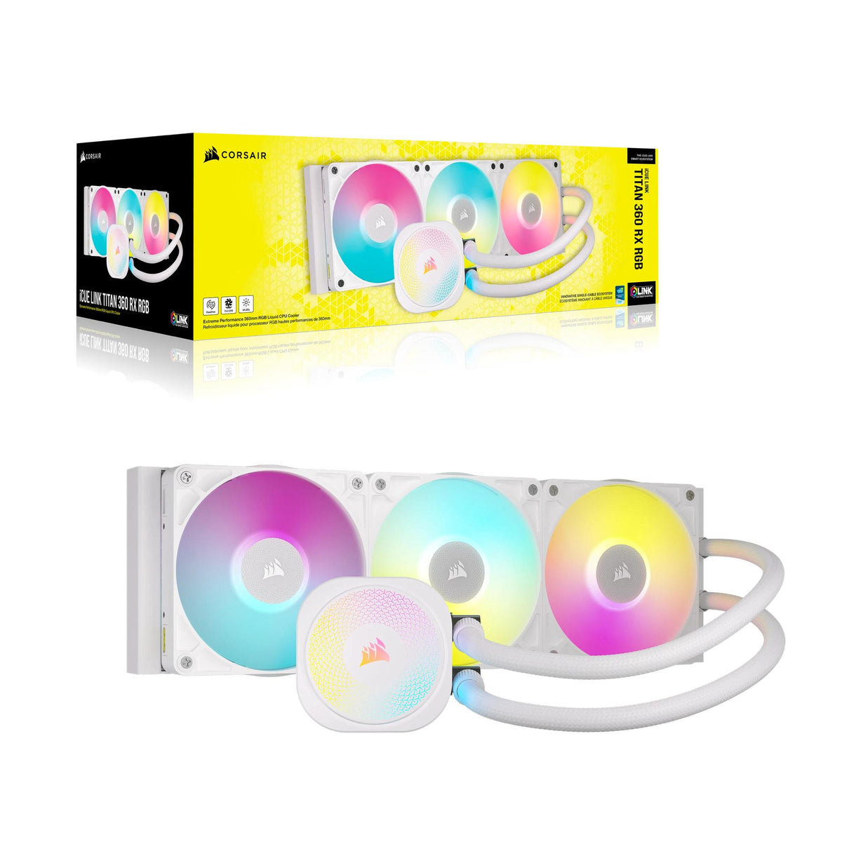 Refrigeração Líquida Corsair iCUE LINK TITAN 360 RX RGB AIO / CW-9061021-WW branco XL - imagem 5
