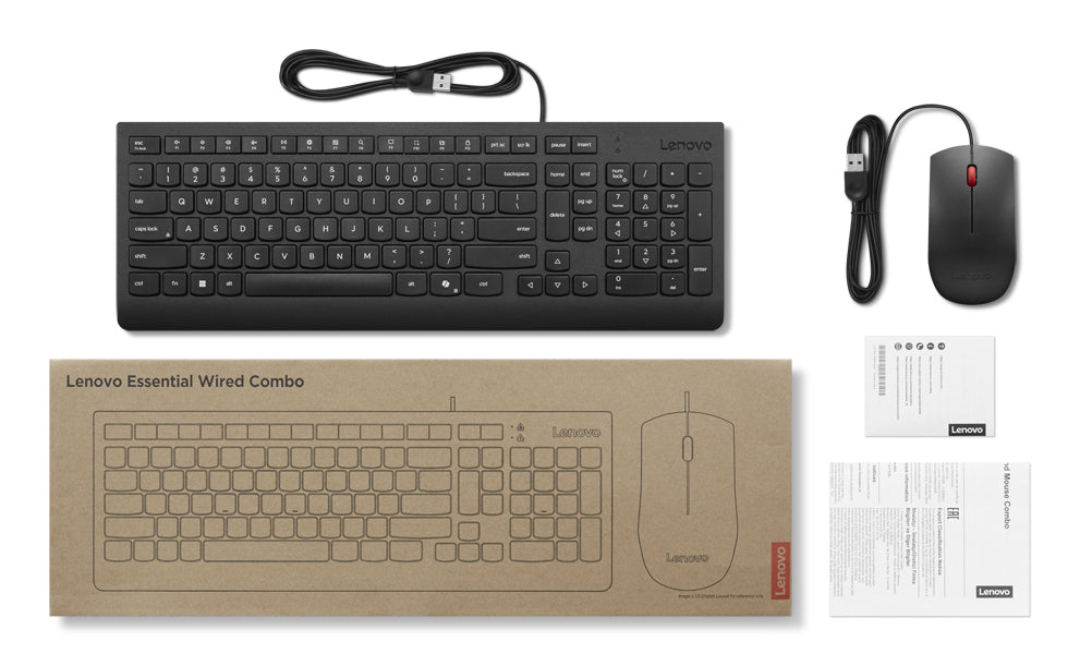 Conjunto Teclado e Rato Lenovo Rato e Teclado set Essential Com fios Combo / 4X31R64414 preto - imagem 4