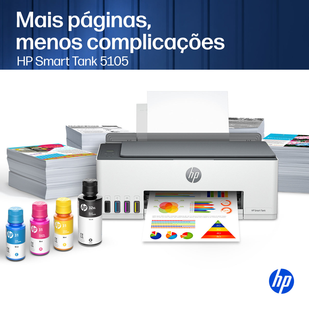 Impressora multifunções HP Multifunções Smart Tank 5105 Fax Móvel - imagem 13